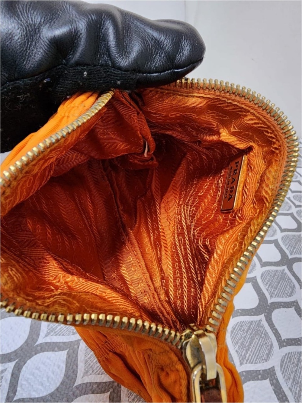 Authentic Prada Tessuto Gaufre Nylon Clutch Orange - Picture 12 of 14